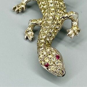 Vintage Rhinestone Lizard Gecko Chameleon Pin Eighties Glitz & Glam Brooch
